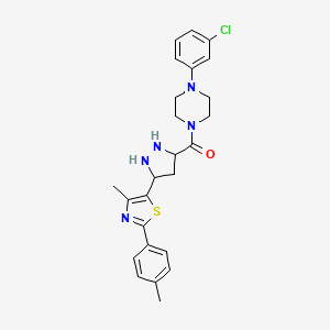 [4-(3-Chlorophenyl)piperazin-1-yl]-[5-[4-methyl-2-(4-methylphenyl)-1,3-thiazol-5-yl]pyrazolidin-3-yl]methanone
