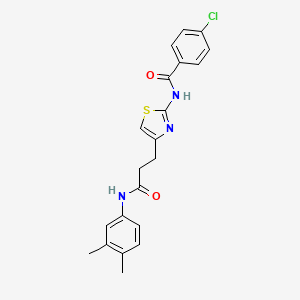 4-chloro-N-(4-(3-((3,4-dimethylphenyl)amino)-3-oxopropyl)thiazol-2-yl)benzamide