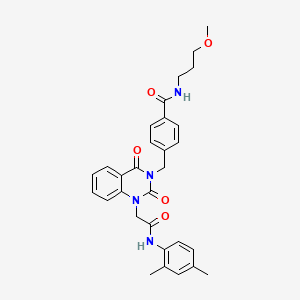 4-((1-(2-((2,4-dimethylphenyl)amino)-2-oxoethyl)-2,4-dioxo-1,2-dihydroquinazolin-3(4H)-yl)methyl)-N-(3-methoxypropyl)benzamide