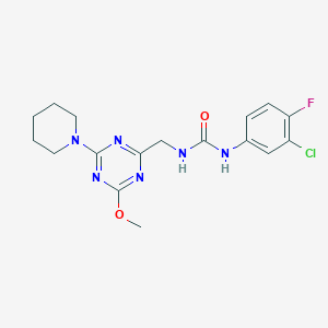 1-(3-Chloro-4-fluorophenyl)-3-((4-methoxy-6-(piperidin-1-yl)-1,3,5-triazin-2-yl)methyl)urea