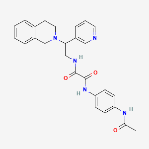 molecular formula C26H27N5O3 B2585378 N'-(4-acetamidophenyl)-N-[2-(pyridin-3-yl)-2-(1,2,3,4-tetrahydroisoquinolin-2-yl)ethyl]ethanediamide CAS No. 903287-46-7