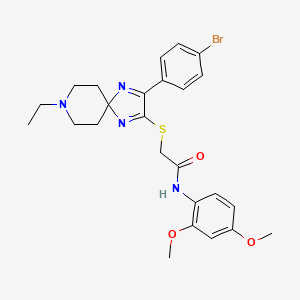 molecular formula C25H29BrN4O3S B2585395 2-((3-(4-bromophenyl)-8-ethyl-1,4,8-triazaspiro[4.5]deca-1,3-dien-2-yl)thio)-N-(2,4-dimethoxyphenyl)acetamide CAS No. 1189664-59-2