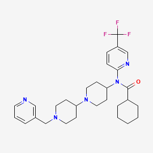 molecular formula C29H38F3N5O B2585400 N-(1'-(pyridin-3-ylmethyl)-[1,4'-bipiperidin]-4-yl)-N-(5-(trifluoromethyl)pyridin-2-yl)cyclohexanecarboxamide CAS No. 2034612-65-0