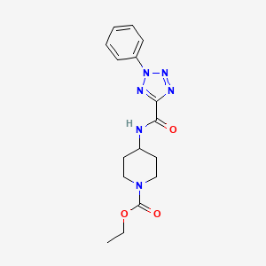 molecular formula C16H20N6O3 B2585402 ethyl 4-(2-phenyl-2H-tetrazole-5-carboxamido)piperidine-1-carboxylate CAS No. 1396847-97-4