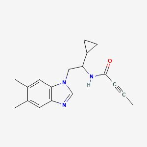 molecular formula C18H21N3O B2585409 N-[1-Cyclopropyl-2-(5,6-dimethylbenzimidazol-1-yl)ethyl]but-2-ynamide CAS No. 2411239-37-5