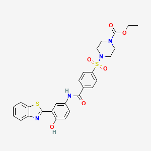molecular formula C27H26N4O6S2 B2585410 Ethyl 4-((4-((3-(benzo[d]thiazol-2-yl)-4-hydroxyphenyl)carbamoyl)phenyl)sulfonyl)piperazine-1-carboxylate CAS No. 477557-48-5