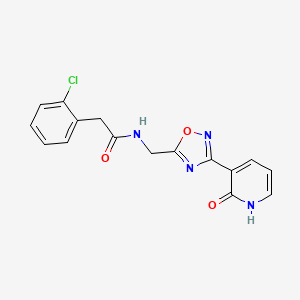molecular formula C16H13ClN4O3 B2585412 2-(2-chlorophenyl)-N-((3-(2-oxo-1,2-dihydropyridin-3-yl)-1,2,4-oxadiazol-5-yl)methyl)acetamide CAS No. 2034274-84-3