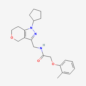 molecular formula C21H27N3O3 B2585423 N-({1-cyclopentyl-1H,4H,6H,7H-pyrano[4,3-c]pyrazol-3-yl}methyl)-2-(2-methylphenoxy)acetamide CAS No. 1798623-32-1