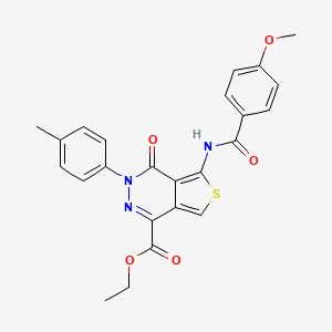 molecular formula C24H21N3O5S B2585426 Ethyl 5-(4-methoxybenzamido)-4-oxo-3-(p-tolyl)-3,4-dihydrothieno[3,4-d]pyridazine-1-carboxylate CAS No. 851948-10-2