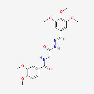 molecular formula C21H25N3O7 B2585429 (E)-3,4-dimethoxy-N-(2-oxo-2-(2-(3,4,5-trimethoxybenzylidene)hydrazinyl)ethyl)benzamide CAS No. 339006-93-8