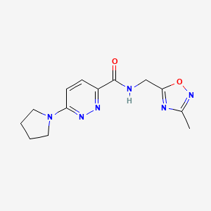 molecular formula C13H16N6O2 B2585434 N-((3-methyl-1,2,4-oxadiazol-5-yl)methyl)-6-(pyrrolidin-1-yl)pyridazine-3-carboxamide CAS No. 1396785-40-2