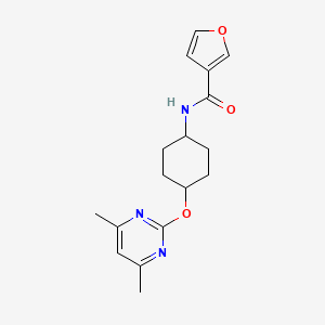 molecular formula C17H21N3O3 B2585439 N-((1r,4r)-4-((4,6-dimethylpyrimidin-2-yl)oxy)cyclohexyl)furan-3-carboxamide CAS No. 2034447-08-8