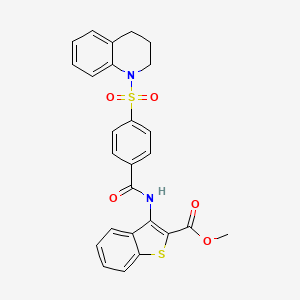 molecular formula C26H22N2O5S2 B2585446 methyl 3-[4-(1,2,3,4-tetrahydroquinoline-1-sulfonyl)benzamido]-1-benzothiophene-2-carboxylate CAS No. 397278-97-6
