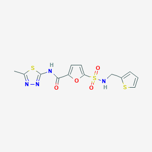molecular formula C13H12N4O4S3 B2585458 N-(5-methyl-1,3,4-thiadiazol-2-yl)-5-(N-(thiophen-2-ylmethyl)sulfamoyl)furan-2-carboxamide CAS No. 1170978-67-2