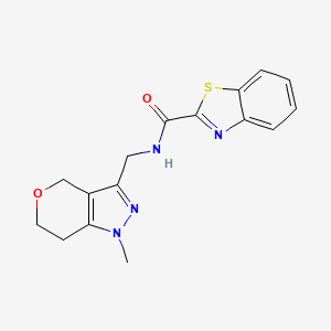 molecular formula C16H16N4O2S B2585463 N-({1-methyl-1H,4H,6H,7H-pyrano[4,3-c]pyrazol-3-yl}methyl)-1,3-benzothiazole-2-carboxamide CAS No. 1797238-01-7