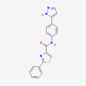 molecular formula C19H14N4OS B2585479 N-(4-(1H-pyrazol-3-yl)phenyl)-2-phenylthiazole-4-carboxamide CAS No. 1206995-61-0