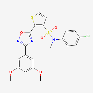 molecular formula C21H18ClN3O5S2 B2585480 N-(4-chlorophenyl)-2-[3-(3,5-dimethoxyphenyl)-1,2,4-oxadiazol-5-yl]-N-methylthiophene-3-sulfonamide CAS No. 1105248-83-6
