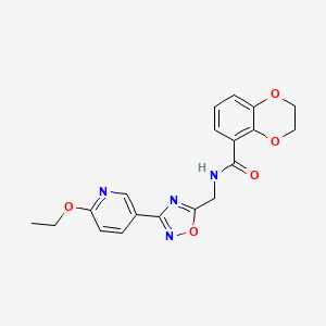 molecular formula C19H18N4O5 B2585488 N-((3-(6-ethoxypyridin-3-yl)-1,2,4-oxadiazol-5-yl)methyl)-2,3-dihydrobenzo[b][1,4]dioxine-5-carboxamide CAS No. 1903305-90-7