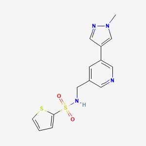 molecular formula C14H14N4O2S2 B2585493 N-((5-(1-甲基-1H-吡唑-4-基)吡啶-3-基)甲基)噻吩-2-磺酰胺 CAS No. 2034225-17-5