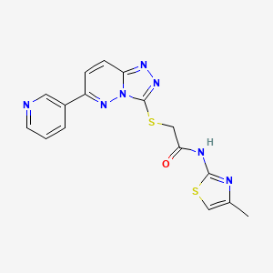 molecular formula C16H13N7OS2 B2585512 N-(4-methyl-1,3-thiazol-2-yl)-2-{[6-(pyridin-3-yl)-[1,2,4]triazolo[4,3-b]pyridazin-3-yl]sulfanyl}acetamide CAS No. 894058-50-5