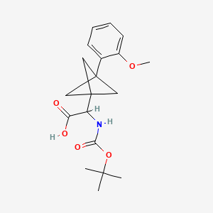 B2585514 2-[3-(2-Methoxyphenyl)-1-bicyclo[1.1.1]pentanyl]-2-[(2-methylpropan-2-yl)oxycarbonylamino]acetic acid CAS No. 2287267-41-6