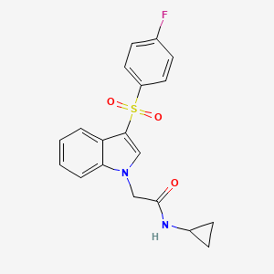 molecular formula C19H17FN2O3S B2585558 N-cyclopropyl-2-[3-(4-fluorobenzenesulfonyl)-1H-indol-1-yl]acetamide CAS No. 946224-17-5
