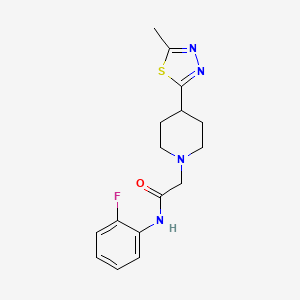 molecular formula C16H19FN4OS B2585560 N-(2-fluorophenyl)-2-[4-(5-methyl-1,3,4-thiadiazol-2-yl)piperidin-1-yl]acetamide CAS No. 1323636-06-1