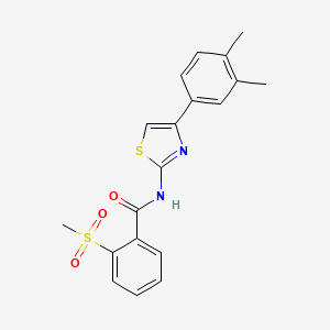 molecular formula C19H18N2O3S2 B2585567 N-(4-(3,4-dimethylphenyl)thiazol-2-yl)-2-(methylsulfonyl)benzamide CAS No. 896362-29-1