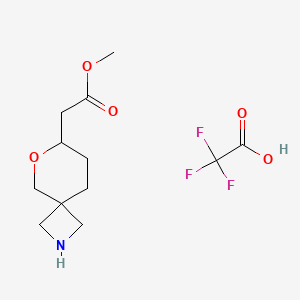 molecular formula C12H18F3NO5 B2585589 Methyl 2-(6-oxa-2-azaspiro[3.5]nonan-7-yl)acetate;2,2,2-trifluoroacetic acid CAS No. 2445791-53-5