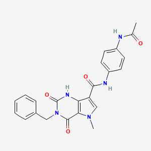 molecular formula C23H21N5O4 B2585595 N-(4-acetamidophenyl)-3-benzyl-5-methyl-2,4-dioxo-2,3,4,5-tetrahydro-1H-pyrrolo[3,2-d]pyrimidine-7-carboxamide CAS No. 921551-32-8