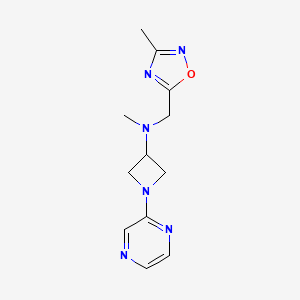 molecular formula C12H16N6O B2585602 N-methyl-N-[(3-methyl-1,2,4-oxadiazol-5-yl)methyl]-1-(pyrazin-2-yl)azetidin-3-amine CAS No. 2380079-78-5
