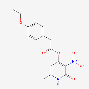 molecular formula C16H16N2O6 B2585608 6-Methyl-3-nitro-2-oxo-1,2-dihydropyridin-4-yl 2-(4-ethoxyphenyl)acetate CAS No. 868680-09-5