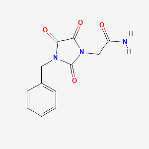 molecular formula C12H11N3O4 B2585643 2-(3-Benzyl-2,4,5-trioxoimidazolidin-1-yl)acetamide CAS No. 303986-66-5