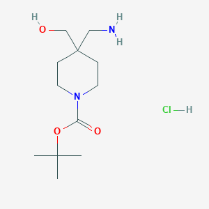 molecular formula C12H25ClN2O3 B2585671 Tert-butyl 4-(aminomethyl)-4-(hydroxymethyl)piperidine-1-carboxylate;hydrochloride CAS No. 2408958-19-8