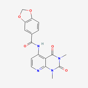 molecular formula C17H14N4O5 B2585714 N-(1,3-dimethyl-2,4-dioxo-1,2,3,4-tetrahydropyrido[2,3-d]pyrimidin-5-yl)benzo[d][1,3]dioxole-5-carboxamide CAS No. 941970-78-1