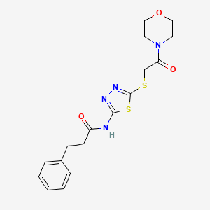 molecular formula C17H20N4O3S2 B2585718 N-(5-{[2-(morpholin-4-yl)-2-oxoethyl]sulfanyl}-1,3,4-thiadiazol-2-yl)-3-phenylpropanamide CAS No. 476466-20-3