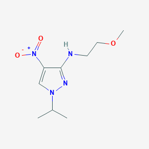 molecular formula C9H16N4O3 B2585769 N-(2-Methoxyethyl)-4-nitro-1-propan-2-ylpyrazol-3-amine CAS No. 1429417-42-4