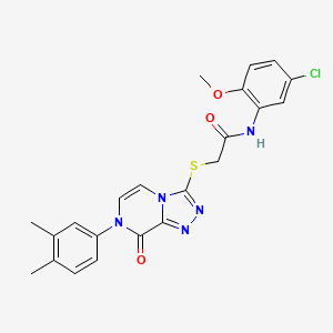 molecular formula C22H20ClN5O3S B2585773 N-(5-chloro-2-methoxyphenyl)-2-{[7-(3,4-dimethylphenyl)-8-oxo-7H,8H-[1,2,4]triazolo[4,3-a]pyrazin-3-yl]sulfanyl}acetamide CAS No. 1223910-83-5