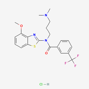 molecular formula C21H23ClF3N3O2S B2585779 N-(3-(dimethylamino)propyl)-N-(4-methoxybenzo[d]thiazol-2-yl)-3-(trifluoromethyl)benzamide hydrochloride CAS No. 1215638-81-5