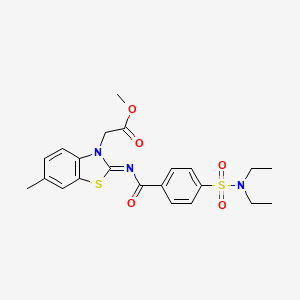 molecular formula C22H25N3O5S2 B2585792 methyl 2-[(2Z)-2-{[4-(diethylsulfamoyl)benzoyl]imino}-6-methyl-2,3-dihydro-1,3-benzothiazol-3-yl]acetate CAS No. 897616-74-9