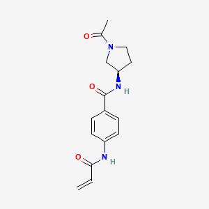 molecular formula C16H19N3O3 B2585805 N-[(3R)-1-acetylpyrrolidin-3-yl]-4-(prop-2-enamido)benzamide CAS No. 2197521-85-8