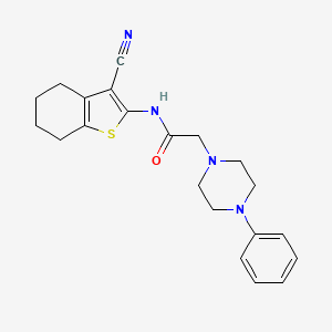 molecular formula C21H24N4OS B2585865 N-(3-cyano-4,5,6,7-tetrahydro-1-benzothiophen-2-yl)-2-(4-phenylpiperazin-1-yl)acetamide CAS No. 838259-83-9