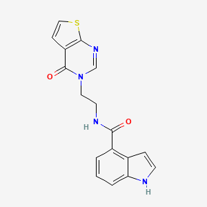 molecular formula C17H14N4O2S B2585877 N-(2-(4-oxothieno[2,3-d]pyrimidin-3(4H)-yl)ethyl)-1H-indole-4-carboxamide CAS No. 2034287-05-1