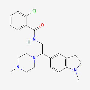 molecular formula C23H29ClN4O B2585908 2-chloro-N-(2-(1-methylindolin-5-yl)-2-(4-methylpiperazin-1-yl)ethyl)benzamide CAS No. 922089-37-0