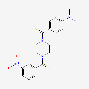 molecular formula C20H22N4O2S2 B2585920 N,N-dimethyl-4-[4-(3-nitrobenzenecarbothioyl)piperazine-1-carbothioyl]aniline CAS No. 867135-44-2