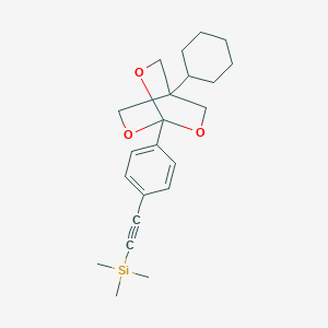 molecular formula C22H30O3Si B025860 Silane, ((4-(4-cyclohexyl-2,6,7-trioxabicyclo(2.2.2)oct-1-yl)phenyl)ethynyl)trimethyl- CAS No. 108614-08-0