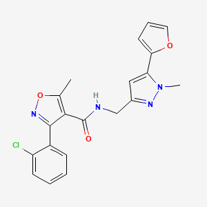 3-(2-chlorophenyl)-N-((5-(furan-2-yl)-1-methyl-1H-pyrazol-3-yl)methyl)-5-methylisoxazole-4-carboxamide