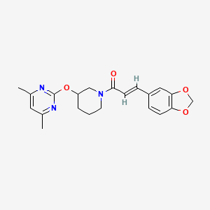 (E)-3-(benzo[d][1,3]dioxol-5-yl)-1-(3-((4,6-dimethylpyrimidin-2-yl)oxy)piperidin-1-yl)prop-2-en-1-one