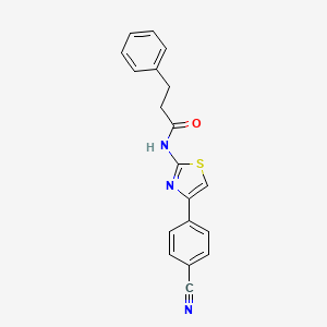 molecular formula C19H15N3OS B2586017 N-[4-(4-cyanophenyl)-1,3-thiazol-2-yl]-3-phenylpropanamide CAS No. 476307-55-8