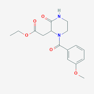 molecular formula C16H20N2O5 B2586105 Ethyl 2-[1-(3-methoxybenzoyl)-3-oxo-2-piperazinyl]acetate CAS No. 318959-08-9